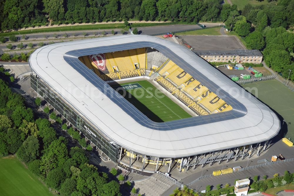 Aerial photograph Dresden - Sports facility grounds of the Arena stadium DDV-Stadion in Dresden in the state Saxony