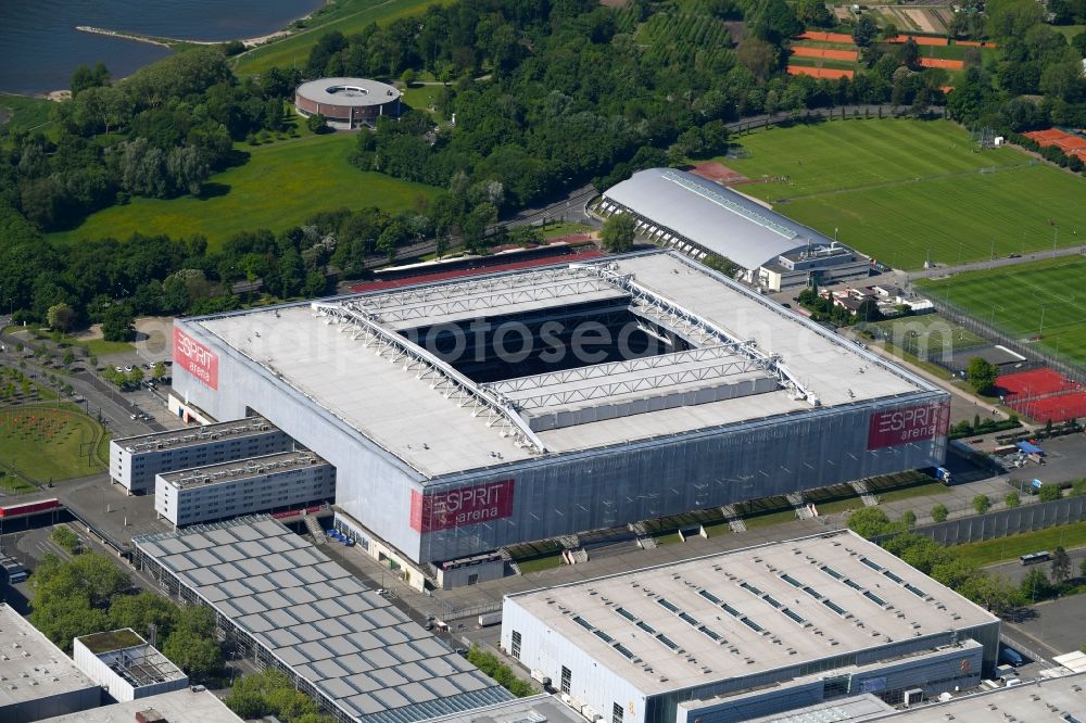 Aerial image Düsseldorf - Sports facility grounds of the Arena stadium ESPRIT arena in Duesseldorf in the state North Rhine-Westphalia