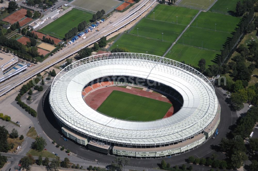 Wien from the bird's eye view: Sports facility grounds of the Arena stadium Ernst-Hampel-Stadion in Vienna in Austria