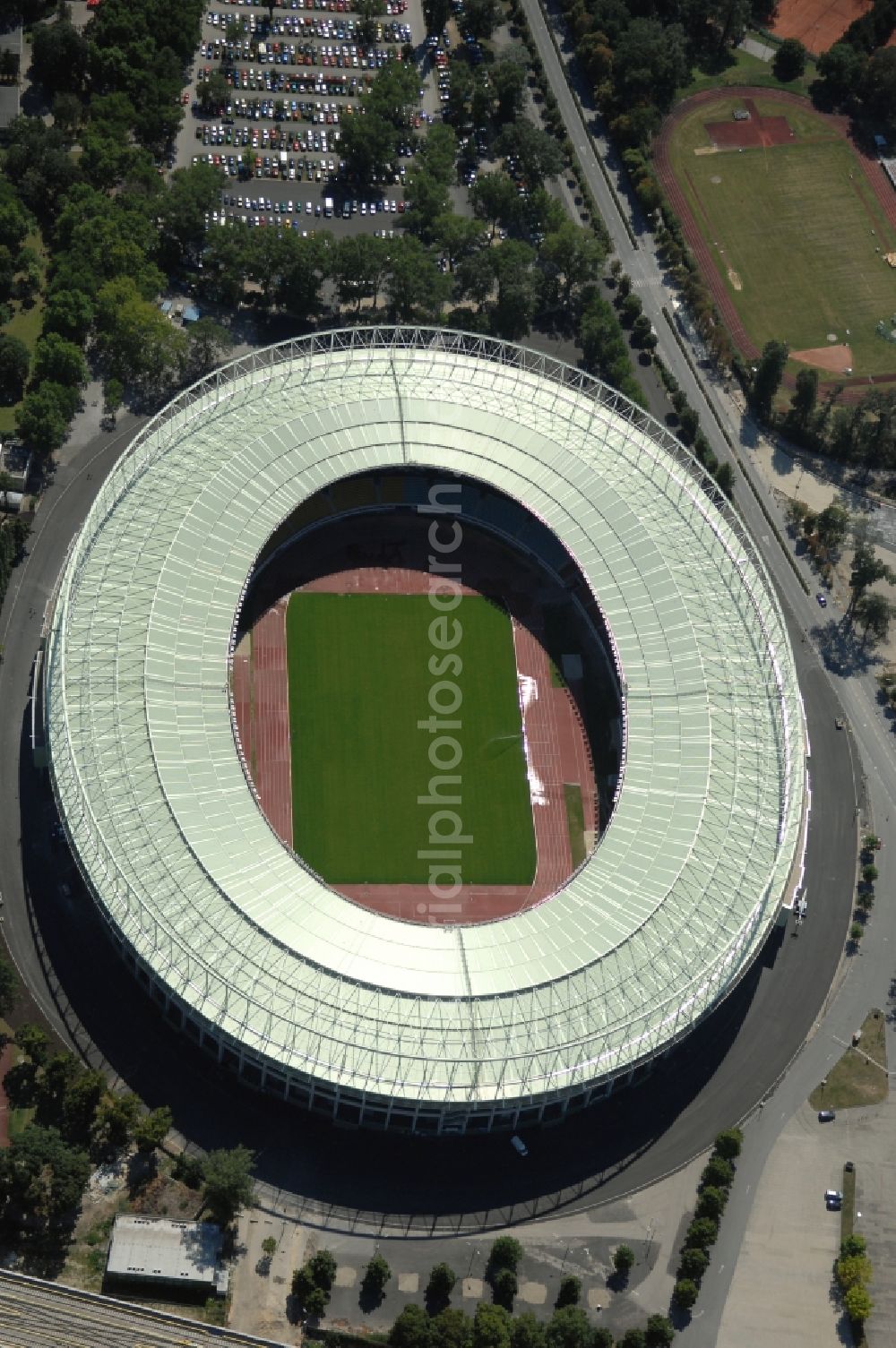 Wien from the bird's eye view: Sports facility grounds of the Arena stadium Ernst-Hampel-Stadion in Vienna in Austria