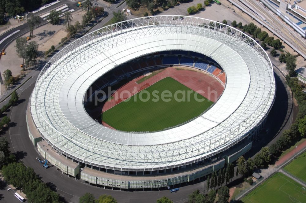 Wien from above - Sports facility grounds of the Arena stadium Ernst-Hampel-Stadion in Vienna in Austria