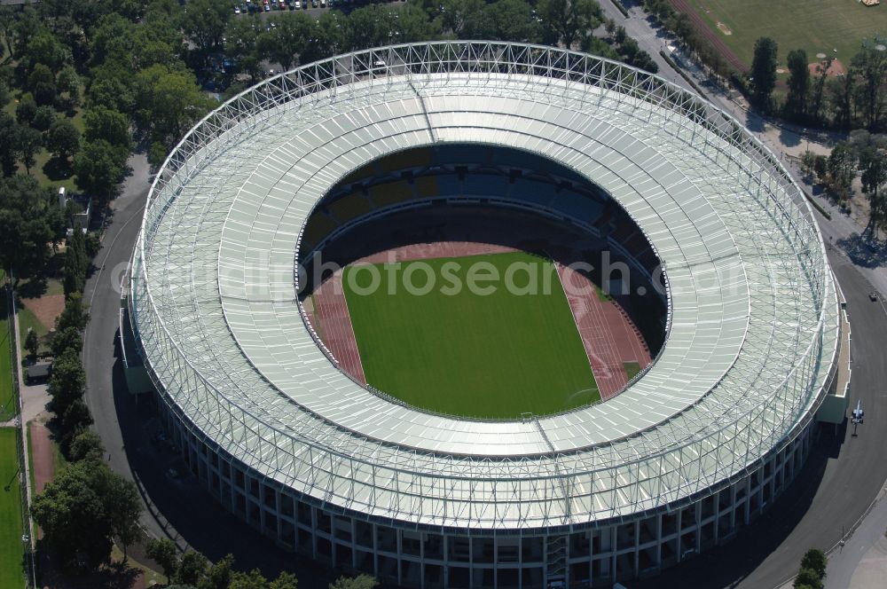 Wien from above - Sports facility grounds of the Arena stadium Ernst-Happel-Stadion in Vienna in Austria