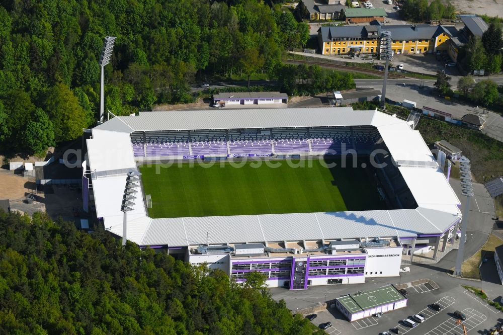 Aerial image Aue - Sports facility grounds of the Arena stadium Erzgebirgsstadion on Loessnitzer Strasse in Aue in the state Saxony, Germany