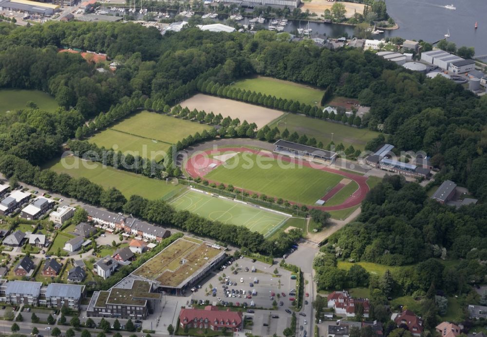 Aerial image Flensburg - Sports facility grounds of the Arena stadium in Flensburg in the state Schleswig-Holstein