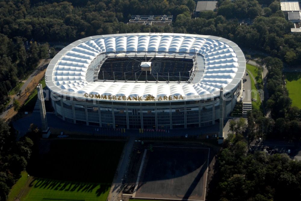 Frankfurt am Main from the bird's eye view: Sports facility grounds of the Arena stadium in Frankfurt in the state Hesse