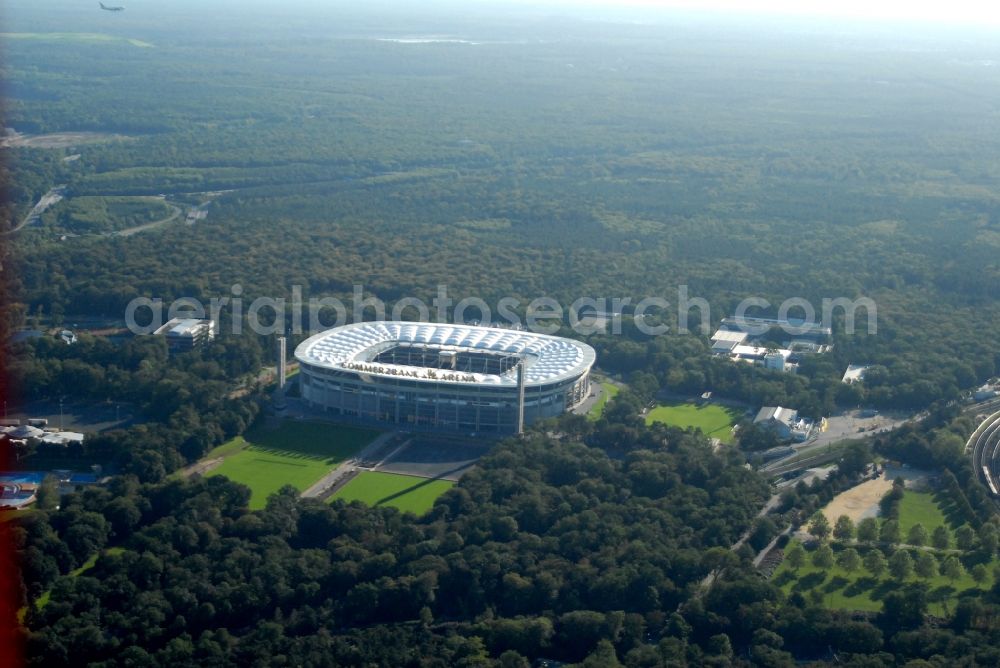 Aerial photograph Frankfurt am Main - Sports facility grounds of the Arena stadium in Frankfurt in the state Hesse