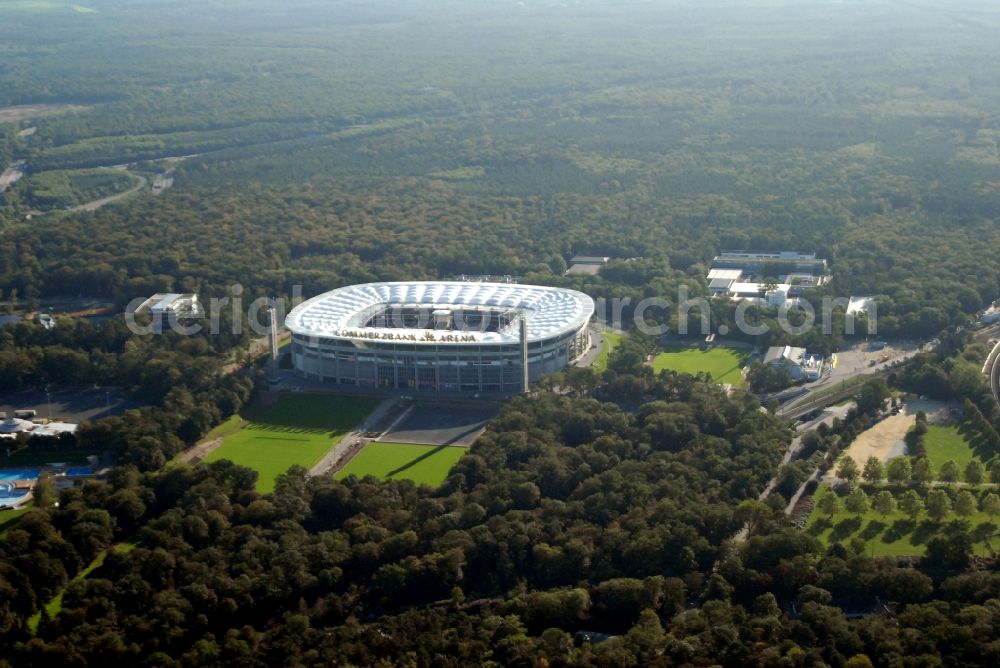 Frankfurt am Main from above - Sports facility grounds of the Arena stadium in Frankfurt in the state Hesse