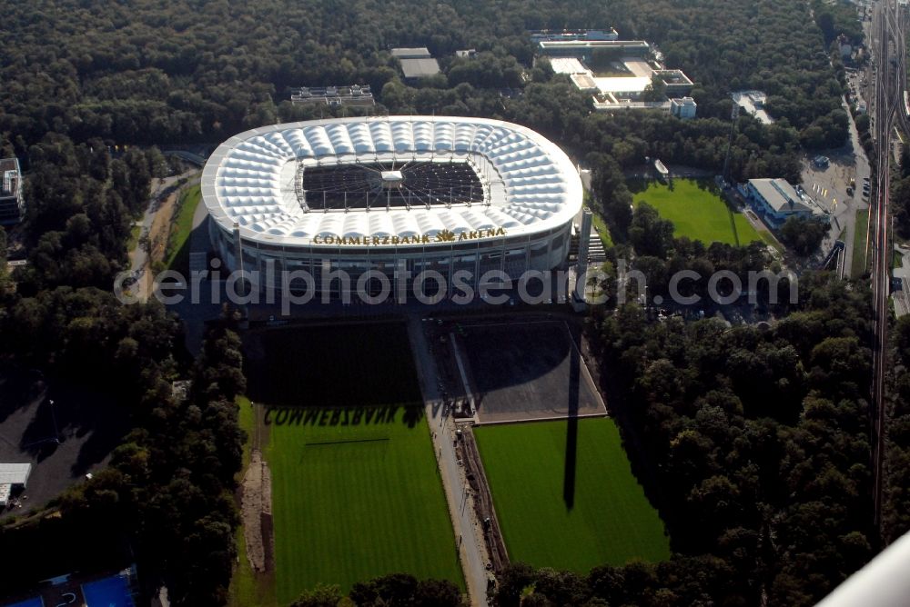 Frankfurt am Main from above - Sports facility grounds of the Arena stadium in Frankfurt in the state Hesse