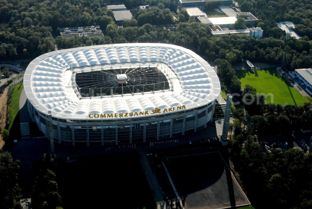 Aerial image Frankfurt am Main - Sports facility grounds of the Arena stadium in Frankfurt in the state Hesse