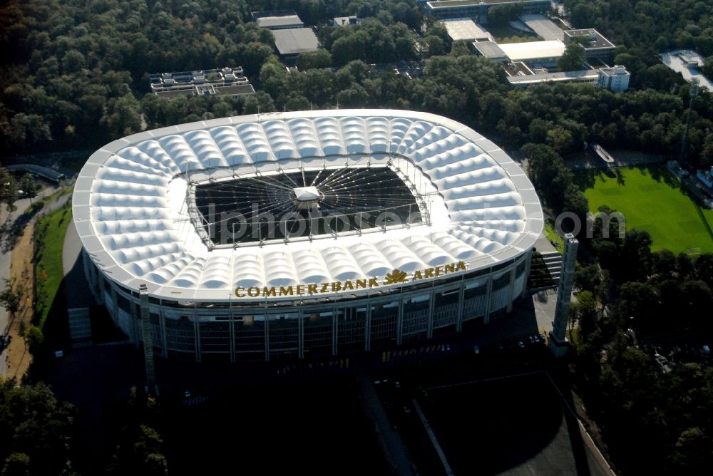 Aerial photograph Frankfurt am Main - Sports facility grounds of the Arena stadium in Frankfurt in the state Hesse