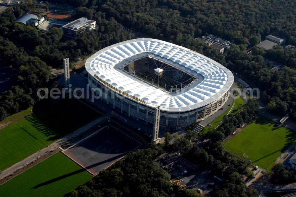 Aerial photograph Frankfurt am Main - Sports facility grounds of the Arena stadium in Frankfurt in the state Hesse