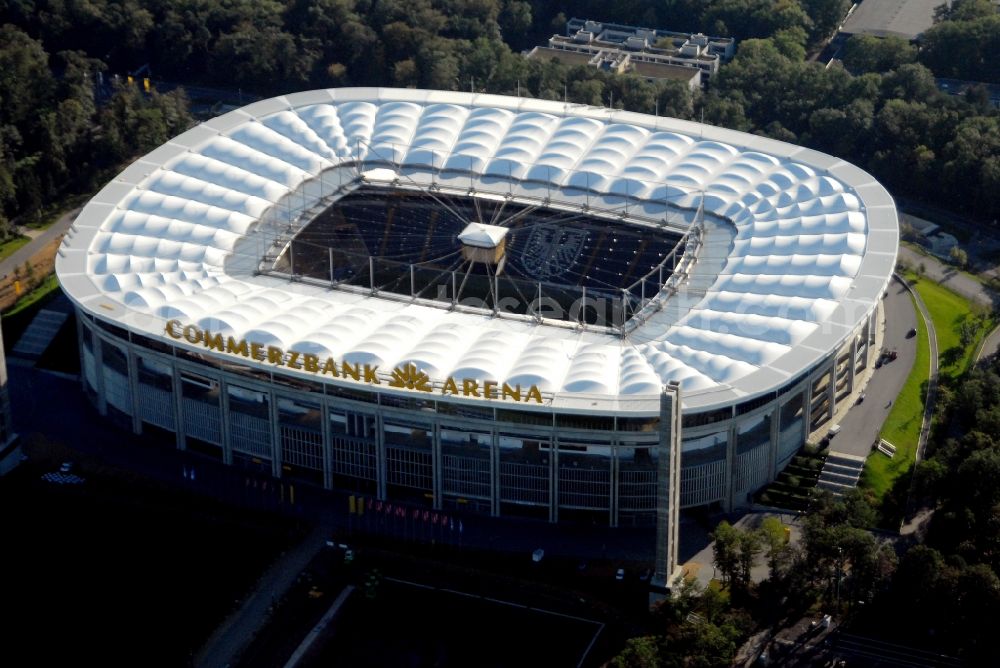 Frankfurt am Main from the bird's eye view: Sports facility grounds of the Arena stadium in Frankfurt in the state Hesse