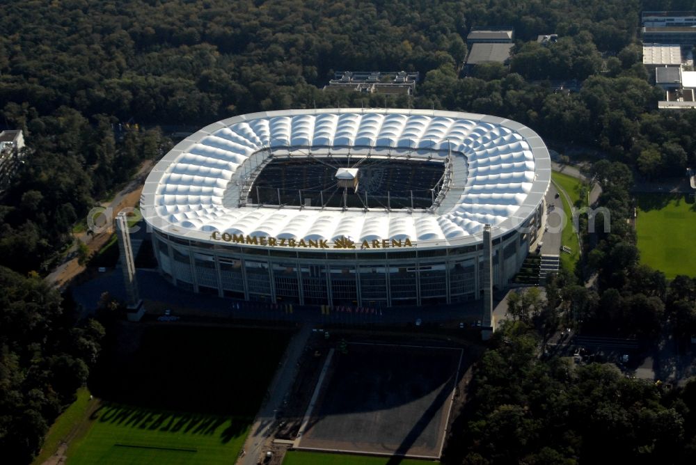 Aerial photograph Frankfurt am Main - Sports facility grounds of the Arena stadium in Frankfurt in the state Hesse