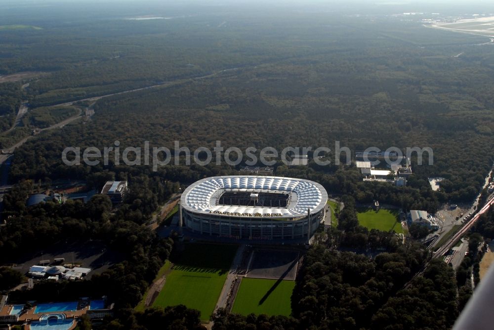 Aerial image Frankfurt am Main - Sports facility grounds of the Arena stadium in Frankfurt in the state Hesse