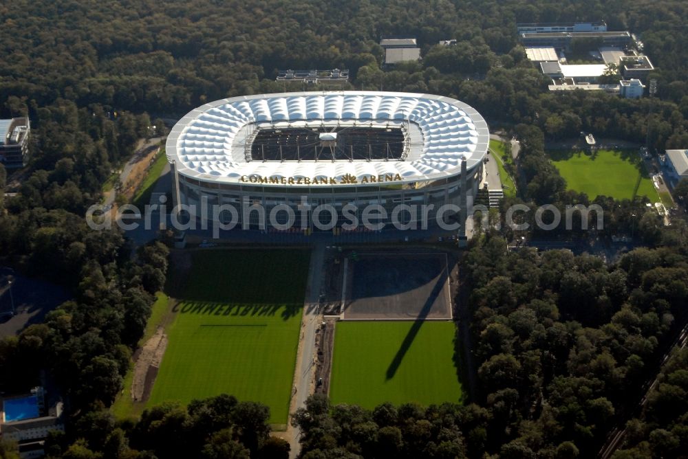 Aerial photograph Frankfurt am Main - Sports facility grounds of the Arena stadium in Frankfurt in the state Hesse