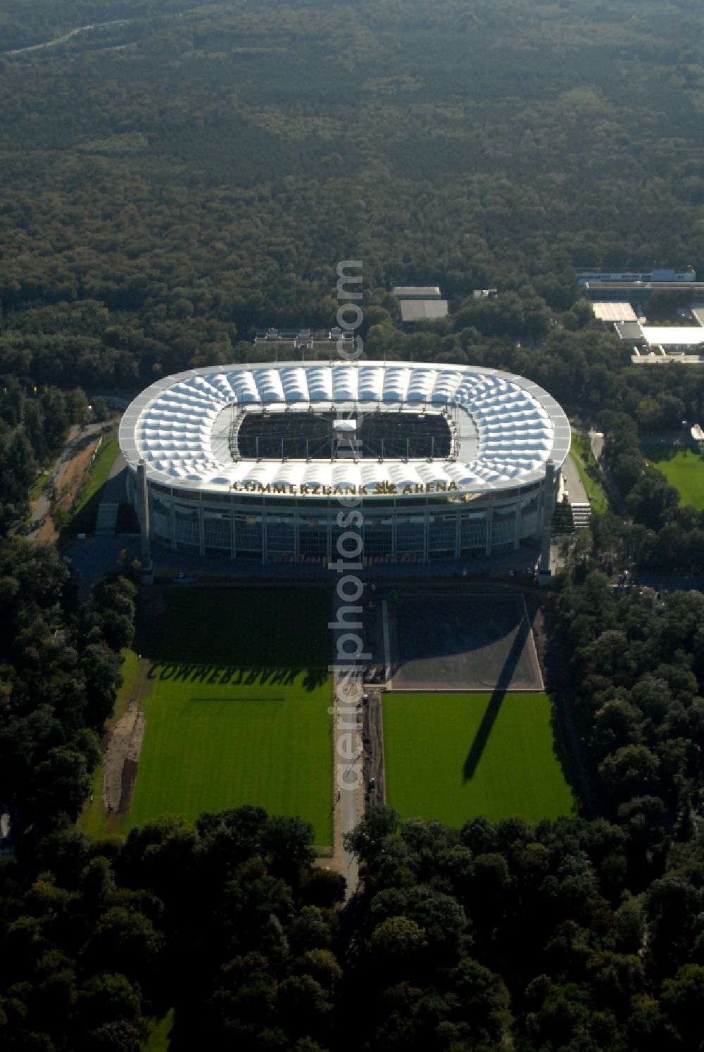 Frankfurt am Main from above - Sports facility grounds of the Arena stadium in Frankfurt in the state Hesse