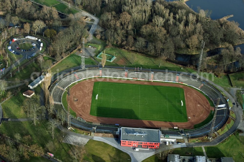 Aerial photograph Frankfurt (Oder) - Sports facility grounds of the Arena stadium in Frankfurt (Oder) in the state Brandenburg