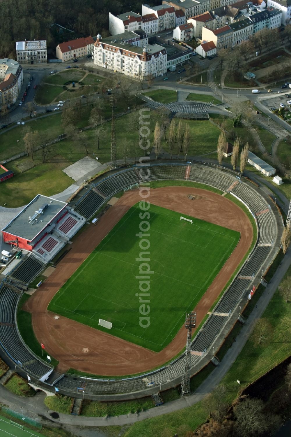 Aerial image Frankfurt (Oder) - Sports facility grounds of the Arena stadium in Frankfurt (Oder) in the state Brandenburg