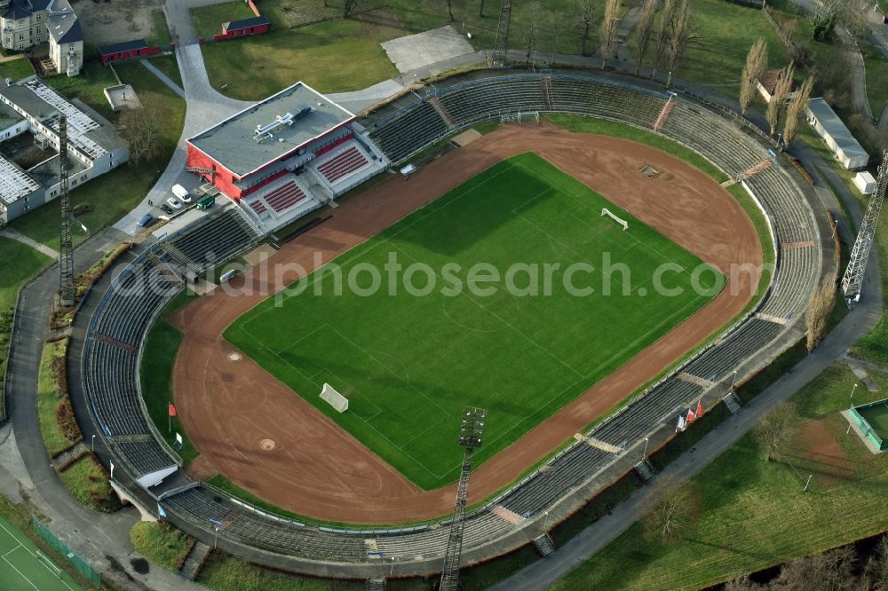 Aerial photograph Frankfurt (Oder) - Sports facility grounds of the Arena stadium in Frankfurt (Oder) in the state Brandenburg