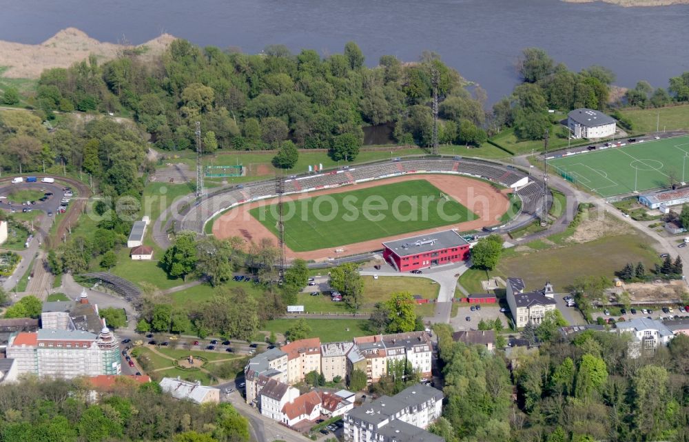 Aerial image Frankfurt (Oder) - Sports facility grounds of the Arena stadium in Frankfurt (Oder) in the state Brandenburg