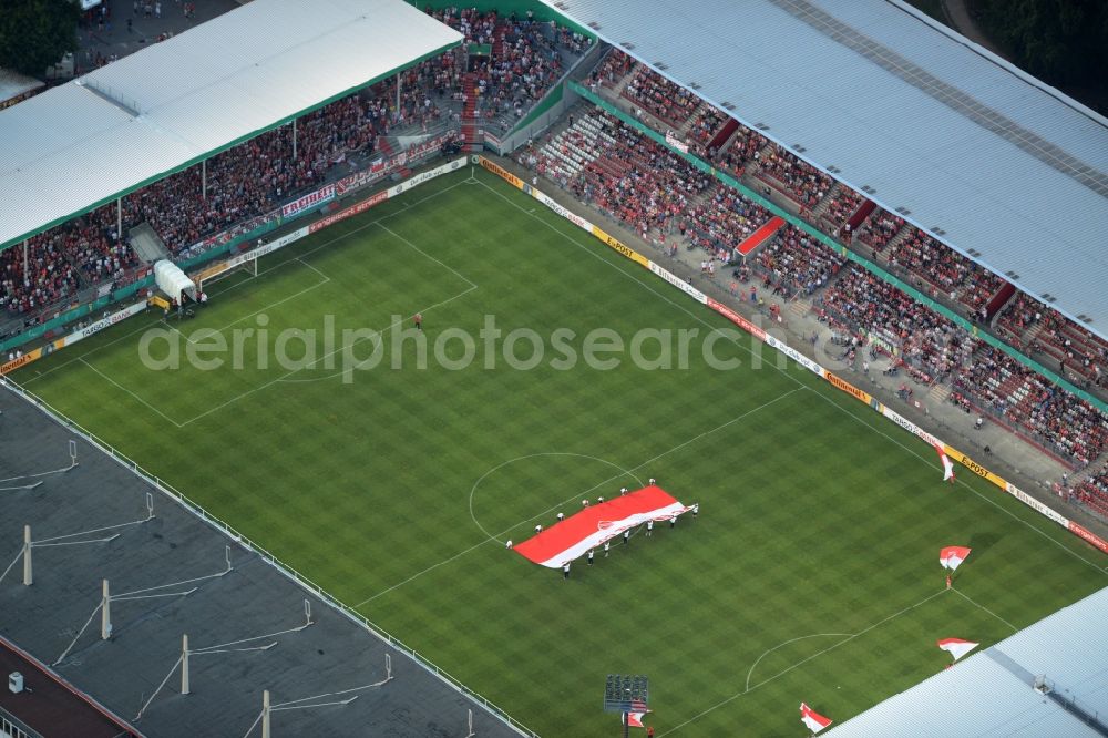 Cottbus from above - Sports facility grounds of the Arena stadium der Freundschaft of club FC Energie in Cottbus in the state Brandenburg