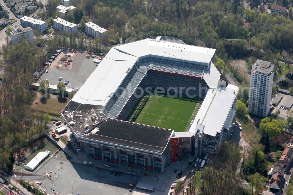 Aerial image Kaiserslautern - Sports facility grounds of the Arena stadium Fritz-Walter-Stadion in destrict Betzenberg on Fritz-Walter-Strasse in Kaiserslautern in the state Rhineland-Palatinate, Germany