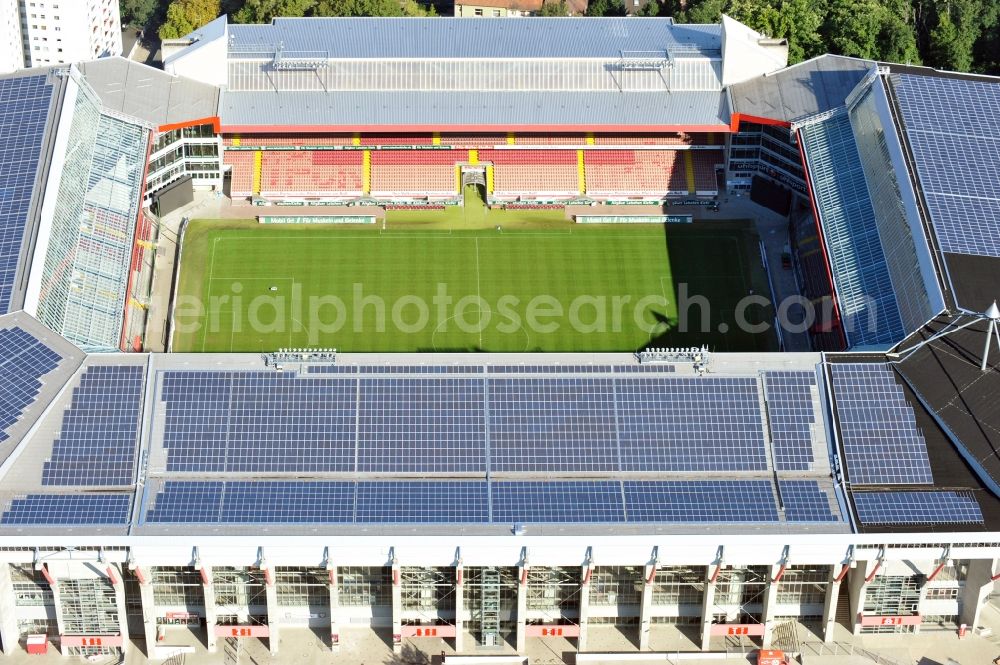 Aerial photograph Kaiserslautern - Sports facility grounds of the Arena stadium Fritz-Walter-Stadion in destrict Betzenberg on Fritz-Walter-Strasse in Kaiserslautern in the state Rhineland-Palatinate, Germany