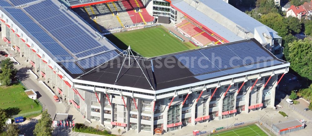 Aerial image Kaiserslautern - Sports facility grounds of the Arena stadium Fritz-Walter-Stadion in destrict Betzenberg on Fritz-Walter-Strasse in Kaiserslautern in the state Rhineland-Palatinate, Germany