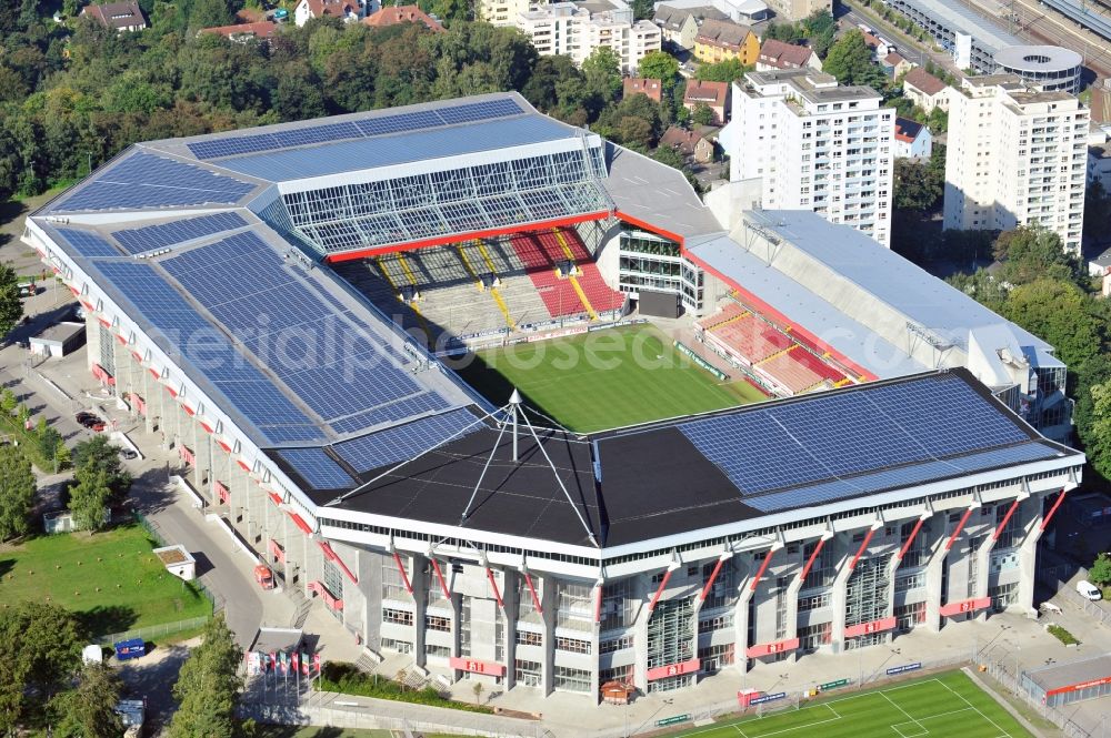 Aerial photograph Kaiserslautern - Sports facility grounds of the Arena stadium Fritz-Walter-Stadion in destrict Betzenberg on Fritz-Walter-Strasse in Kaiserslautern in the state Rhineland-Palatinate, Germany