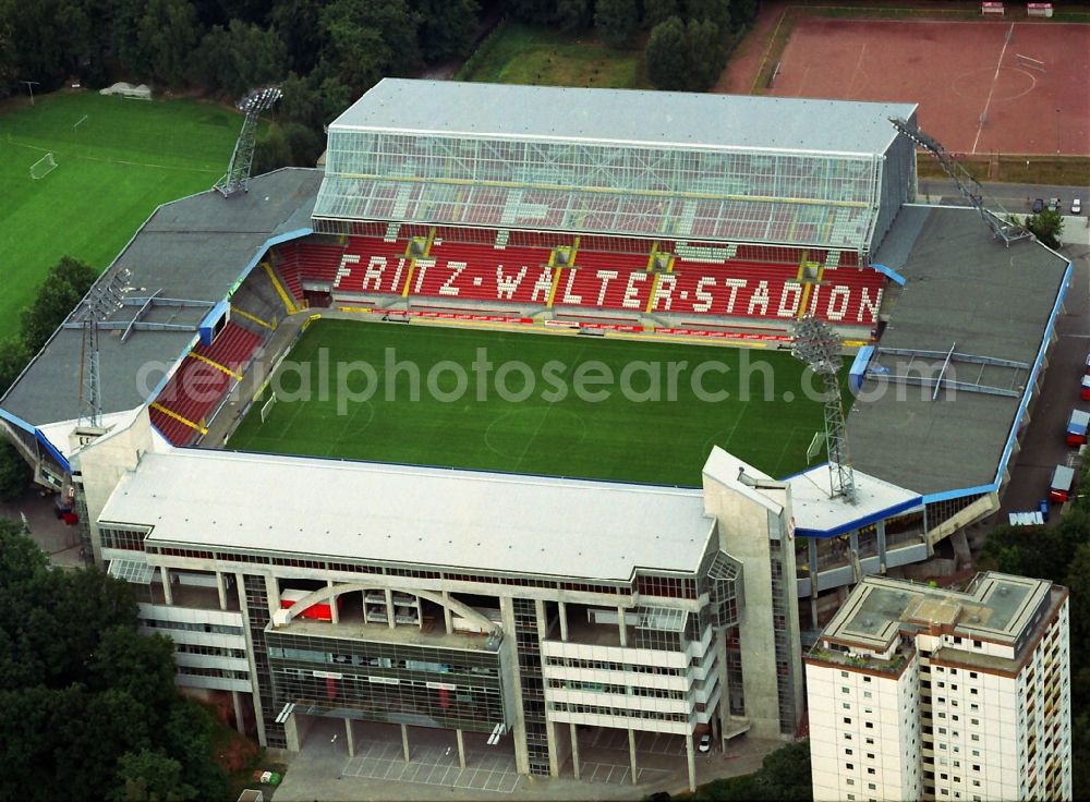 Aerial photograph Kaiserslautern - Sports facility grounds of the Arena stadium Fritz-Walter-Stadion in destrict Betzenberg on Fritz-Walter-Strasse in Kaiserslautern in the state Rhineland-Palatinate, Germany