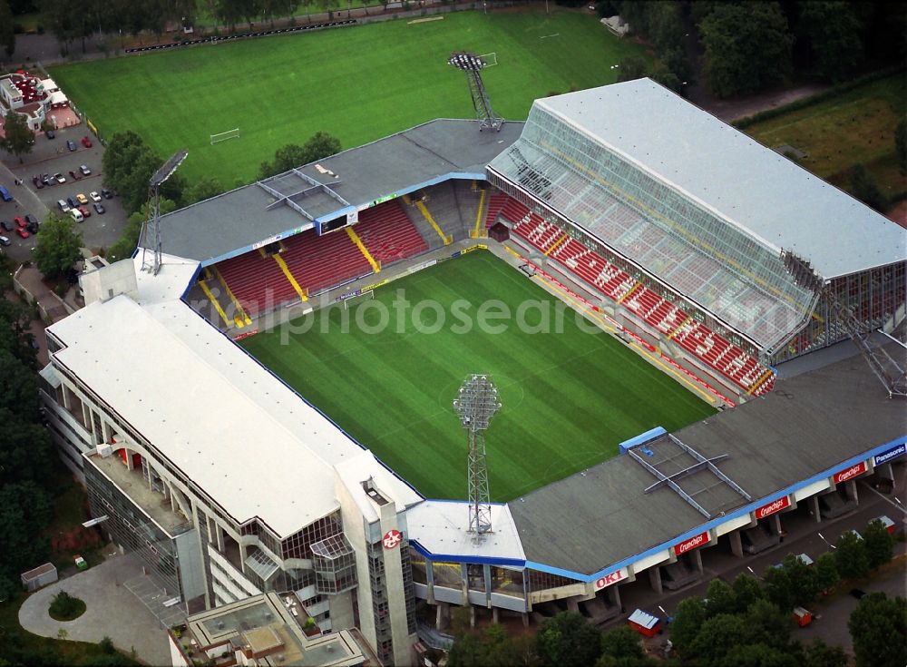 Kaiserslautern from above - Sports facility grounds of the Arena stadium Fritz-Walter-Stadion in destrict Betzenberg on Fritz-Walter-Strasse in Kaiserslautern in the state Rhineland-Palatinate, Germany