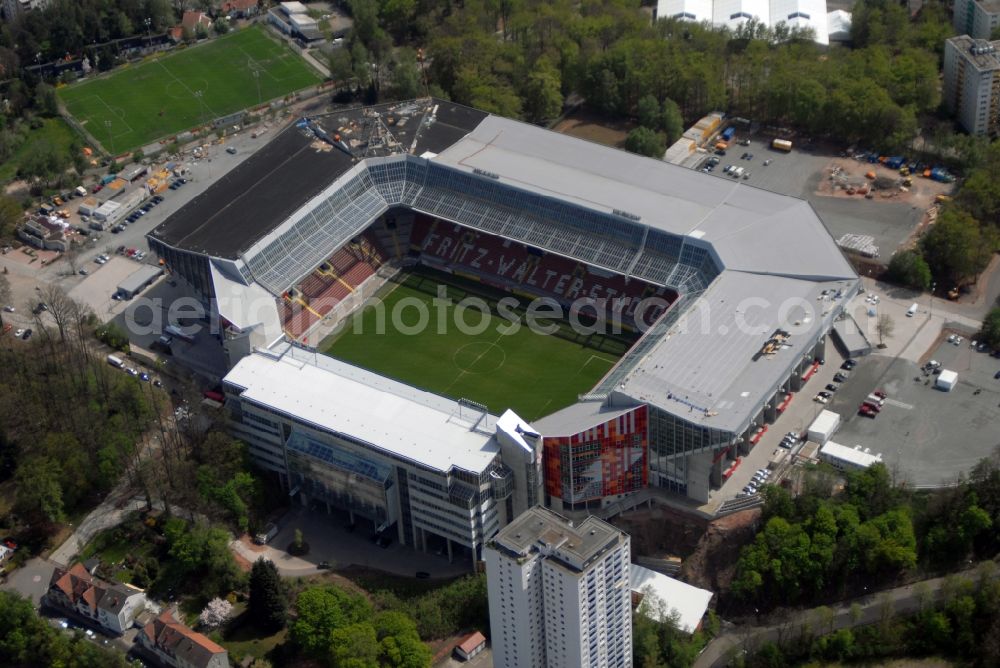 Kaiserslautern from above - Sports facility grounds of the Arena stadium Fritz-Walter-Stadion in destrict Betzenberg on Fritz-Walter-Strasse in Kaiserslautern in the state Rhineland-Palatinate, Germany