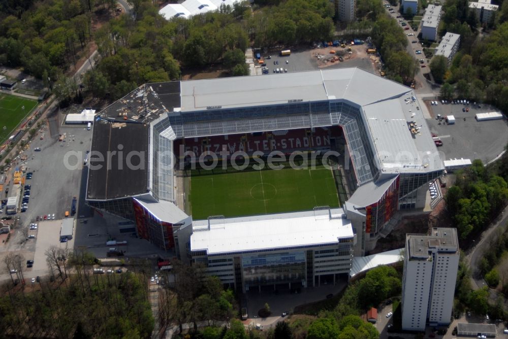 Aerial image Kaiserslautern - Sports facility grounds of the Arena stadium Fritz-Walter-Stadion in destrict Betzenberg on Fritz-Walter-Strasse in Kaiserslautern in the state Rhineland-Palatinate, Germany