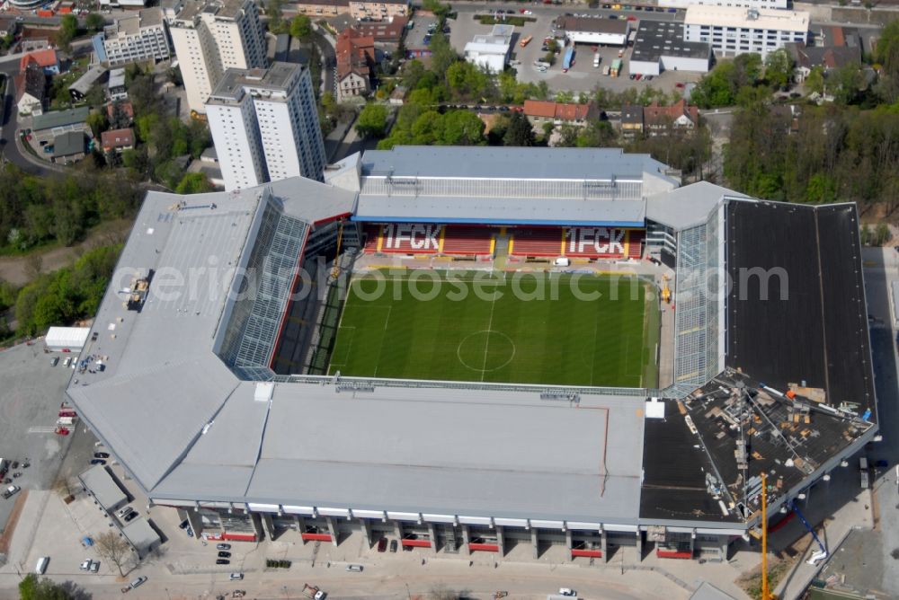 Kaiserslautern from above - Sports facility grounds of the Arena stadium Fritz-Walter-Stadion in destrict Betzenberg on Fritz-Walter-Strasse in Kaiserslautern in the state Rhineland-Palatinate, Germany