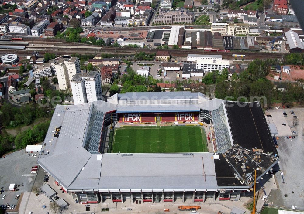 Kaiserslautern from above - Sports facility grounds of the Arena stadium Fritz-Walter-Stadion in destrict Betzenberg on Fritz-Walter-Strasse in Kaiserslautern in the state Rhineland-Palatinate, Germany