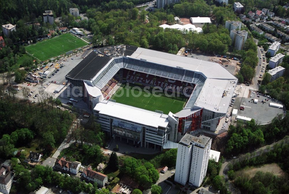 Aerial image Kaiserslautern - Sports facility grounds of the Arena stadium Fritz-Walter-Stadion in destrict Betzenberg on Fritz-Walter-Strasse in Kaiserslautern in the state Rhineland-Palatinate, Germany