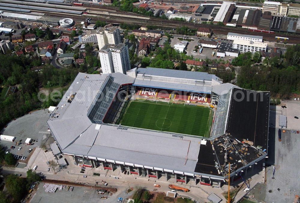 Kaiserslautern from the bird's eye view: Sports facility grounds of the Arena stadium Fritz-Walter-Stadion in destrict Betzenberg on Fritz-Walter-Strasse in Kaiserslautern in the state Rhineland-Palatinate, Germany