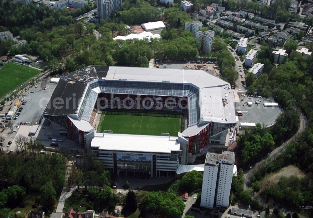 Kaiserslautern from above - Sports facility grounds of the Arena stadium Fritz-Walter-Stadion in destrict Betzenberg on Fritz-Walter-Strasse in Kaiserslautern in the state Rhineland-Palatinate, Germany