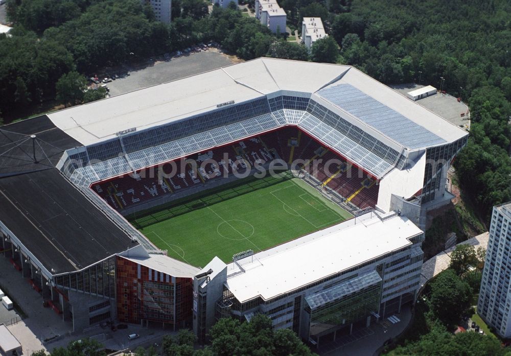 Kaiserslautern from above - Sports facility grounds of the Arena stadium Fritz-Walter-Stadion in destrict Betzenberg on Fritz-Walter-Strasse in Kaiserslautern in the state Rhineland-Palatinate, Germany