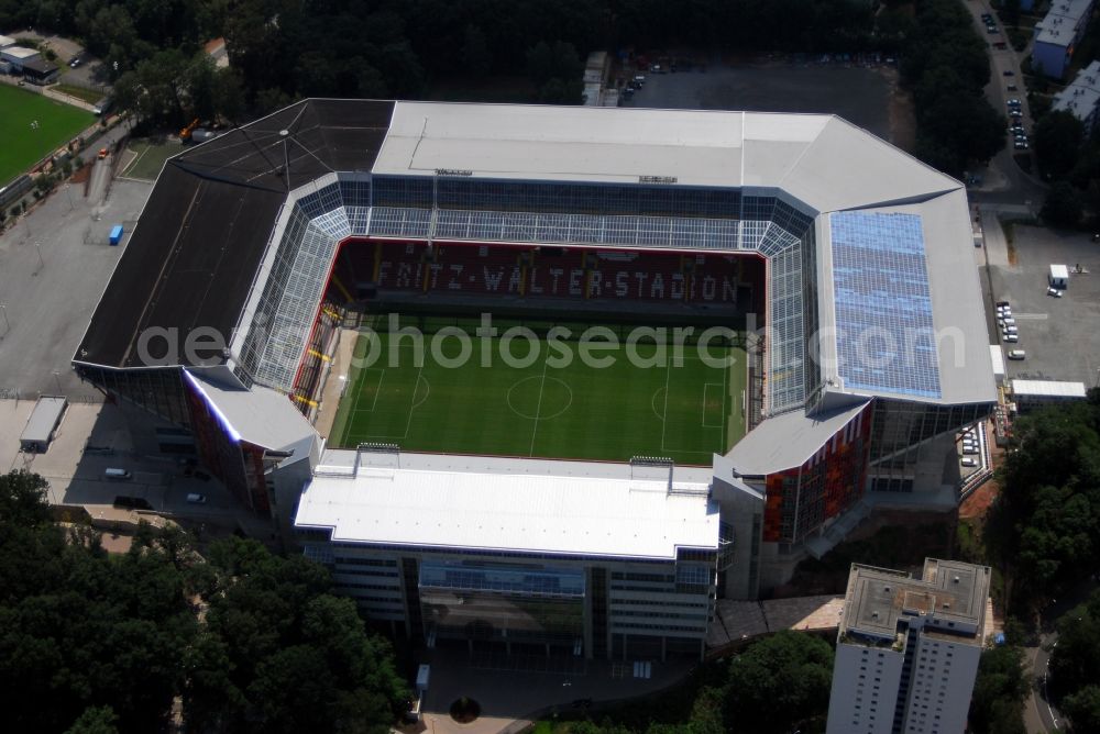 Kaiserslautern from above - Sports facility grounds of the Arena stadium Fritz-Walter-Stadion in destrict Betzenberg on Fritz-Walter-Strasse in Kaiserslautern in the state Rhineland-Palatinate, Germany