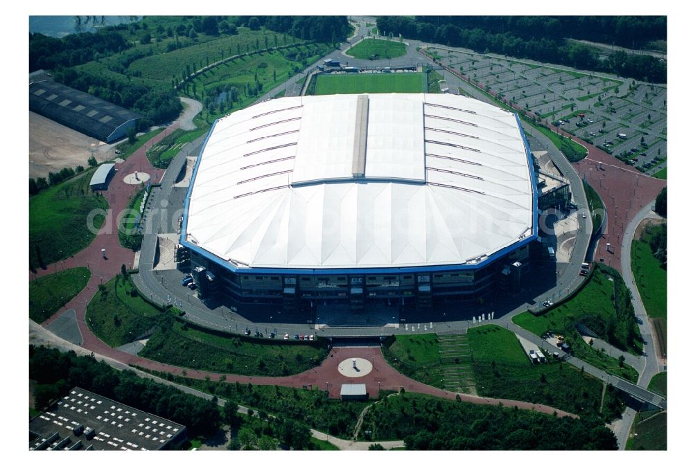 Aerial photograph Gelsenkirchen - Sports facility grounds of the Arena stadium in Gelsenkirchen in the state North Rhine-Westphalia