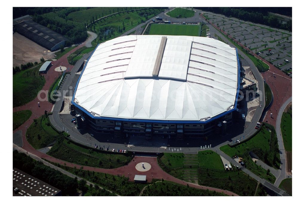 Gelsenkirchen from above - Sports facility grounds of the Arena stadium in Gelsenkirchen in the state North Rhine-Westphalia