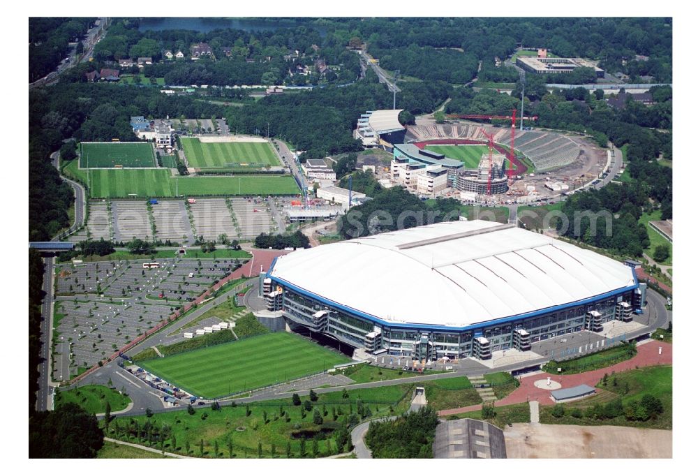 Aerial image Gelsenkirchen - Sports facility grounds of the Arena stadium in Gelsenkirchen in the state North Rhine-Westphalia