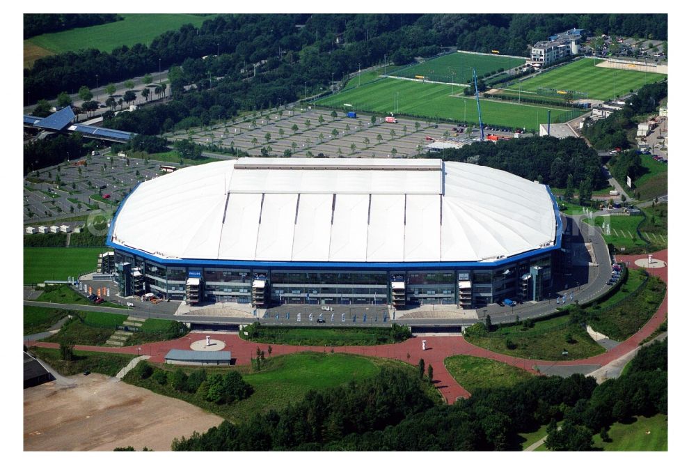 Gelsenkirchen from above - Sports facility grounds of the Arena stadium in Gelsenkirchen in the state North Rhine-Westphalia