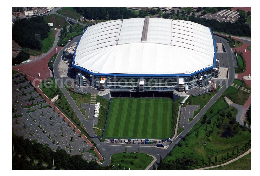 Aerial photograph Gelsenkirchen - Sports facility grounds of the Arena stadium in Gelsenkirchen in the state North Rhine-Westphalia