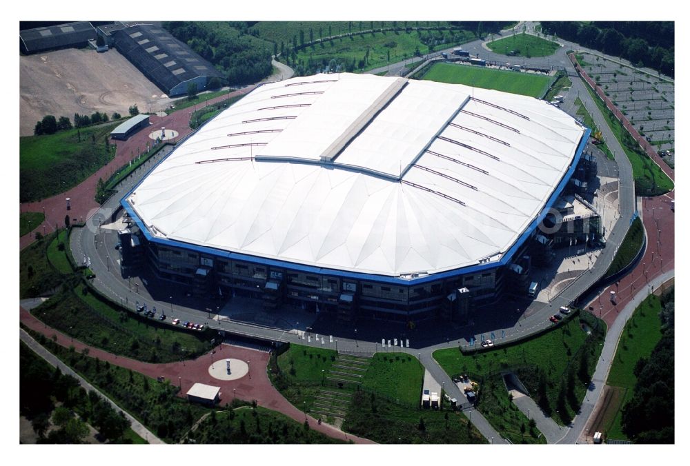 Aerial photograph Gelsenkirchen - Sports facility grounds of the Arena stadium in Gelsenkirchen in the state North Rhine-Westphalia