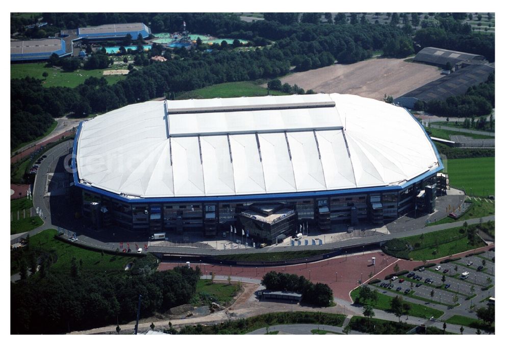 Gelsenkirchen from above - Sports facility grounds of the Arena stadium in Gelsenkirchen in the state North Rhine-Westphalia