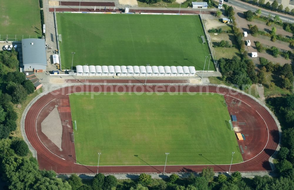 Gifhorn from the bird's eye view: Sports facility grounds of the Arena stadium in Gifhorn in the state Lower Saxony