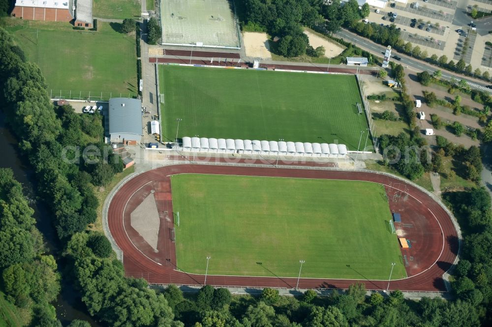 Aerial image Gifhorn - Sports facility grounds of the Arena stadium in Gifhorn in the state Lower Saxony