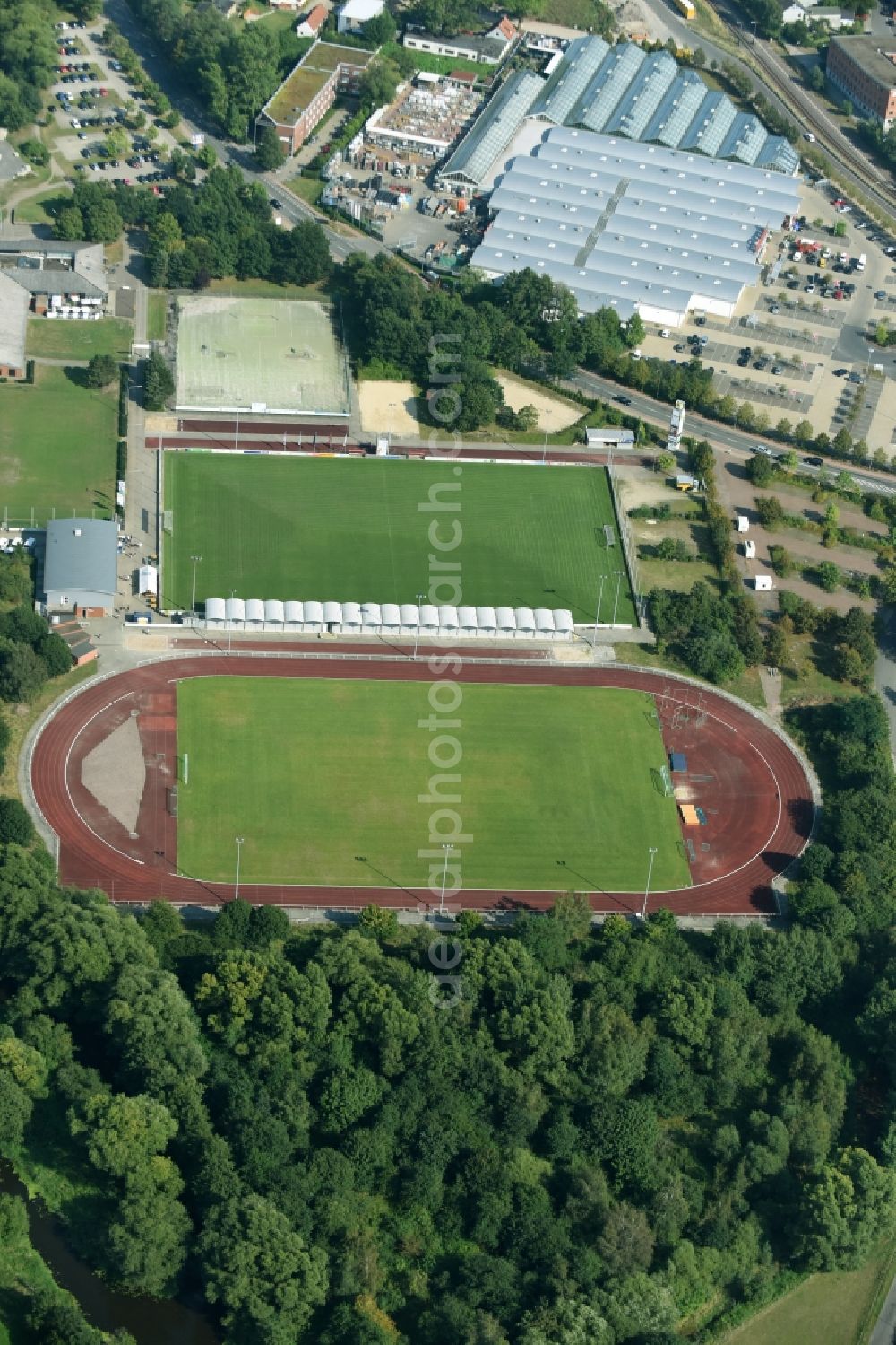 Aerial photograph Gifhorn - Sports facility grounds of the Arena stadium in Gifhorn in the state Lower Saxony